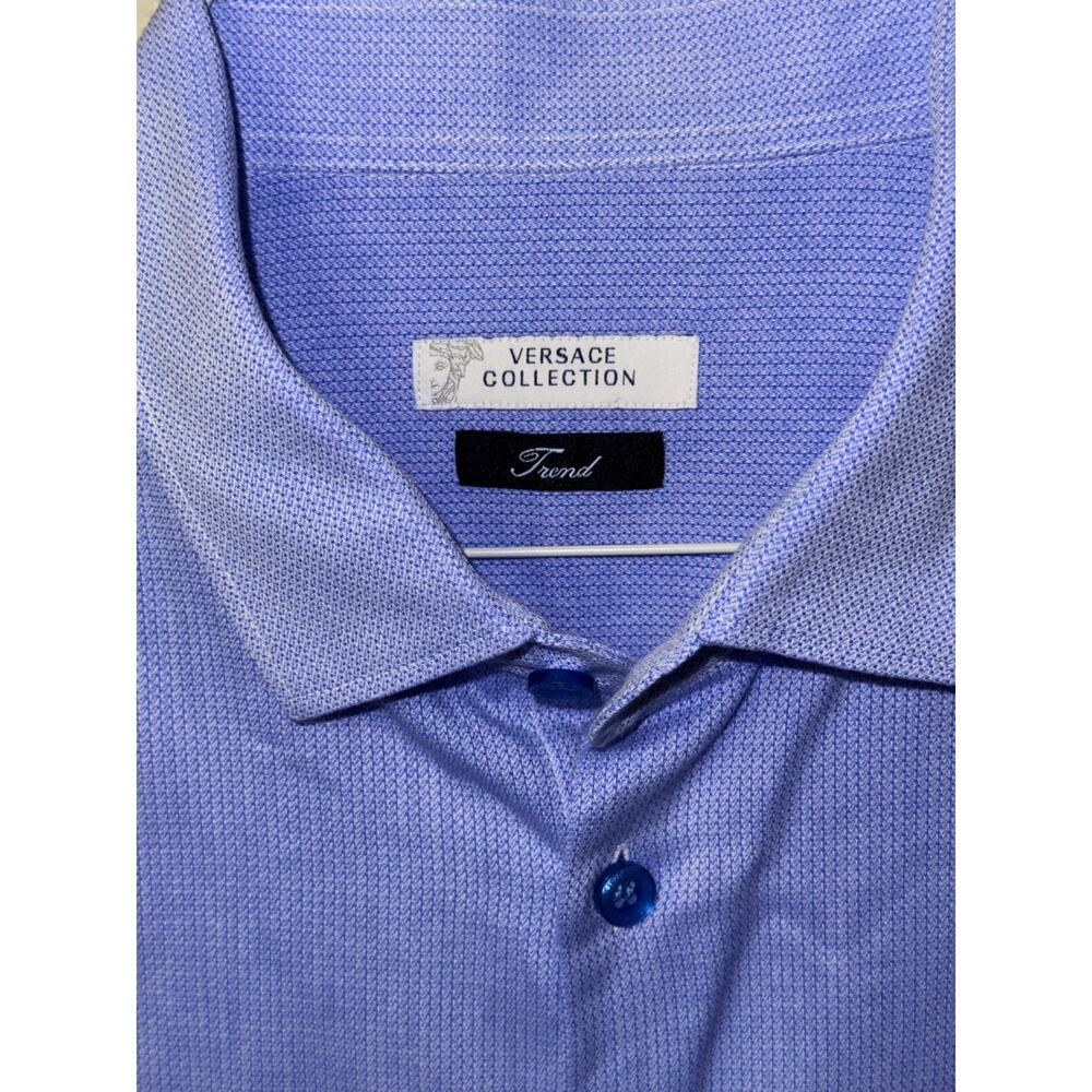 Gianni Versace Collection Trend Men’s Size-M Blue Textured Dress Shirt - Picture 3 of 8